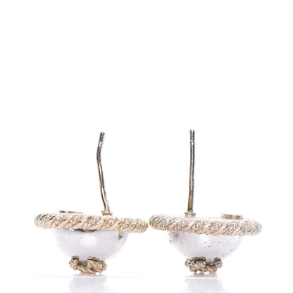 Chanel CC Button Earrings Silver Gold 4 of 5