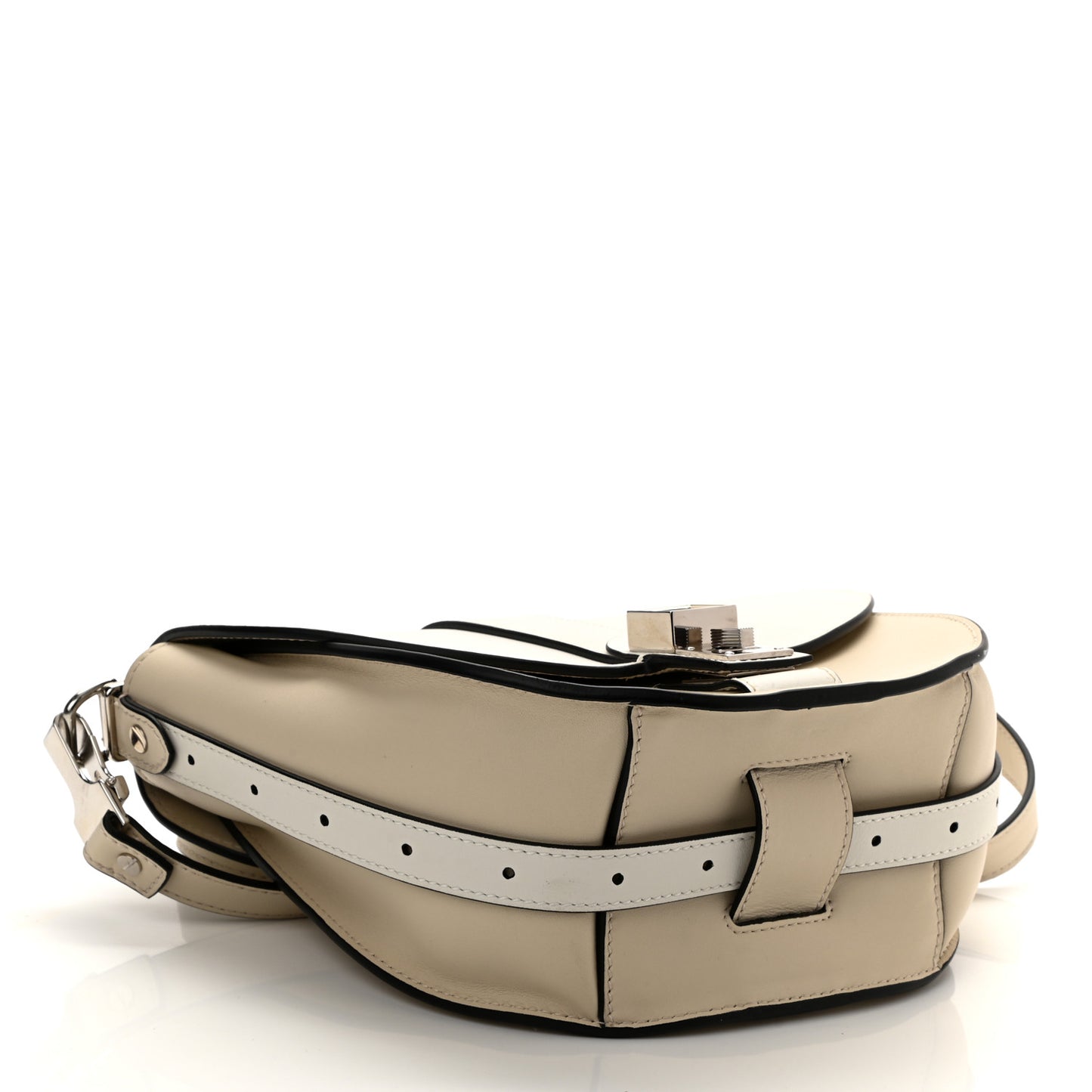 Calfskin PS11 Medium Saddle Bag Optical White Clay