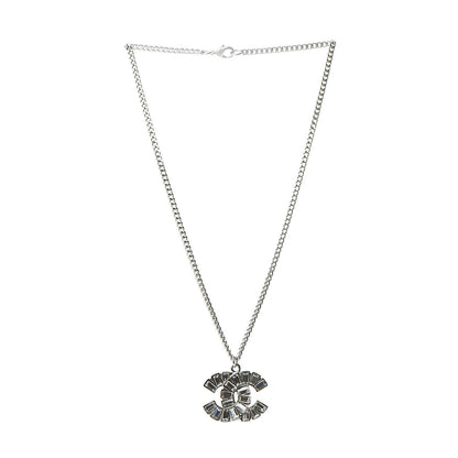 Chanel Baguette Crystal CC Pendant Necklace Silver 3 of 5