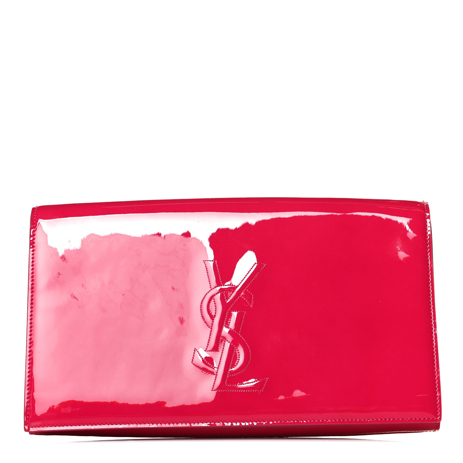 Saint Laurent Patent Monogram Large Belle De Jour Clutch Fuchsia 1 of 6