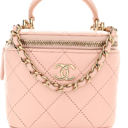 Chanel Lambskin Quilted Mini Top Handle Vanity Case With Chain Light Pink 8 of 10