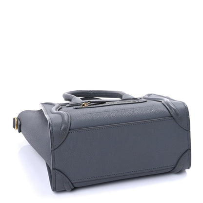 Celine Drummed Calfskin Nano Luggage Kohl 3 of 9