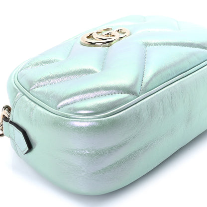 Gucci Iridescent Nappa Chevron Matelasse Small GG Marmont Chain Shoulder Bag Iridescent Salvy Green 8 of 8