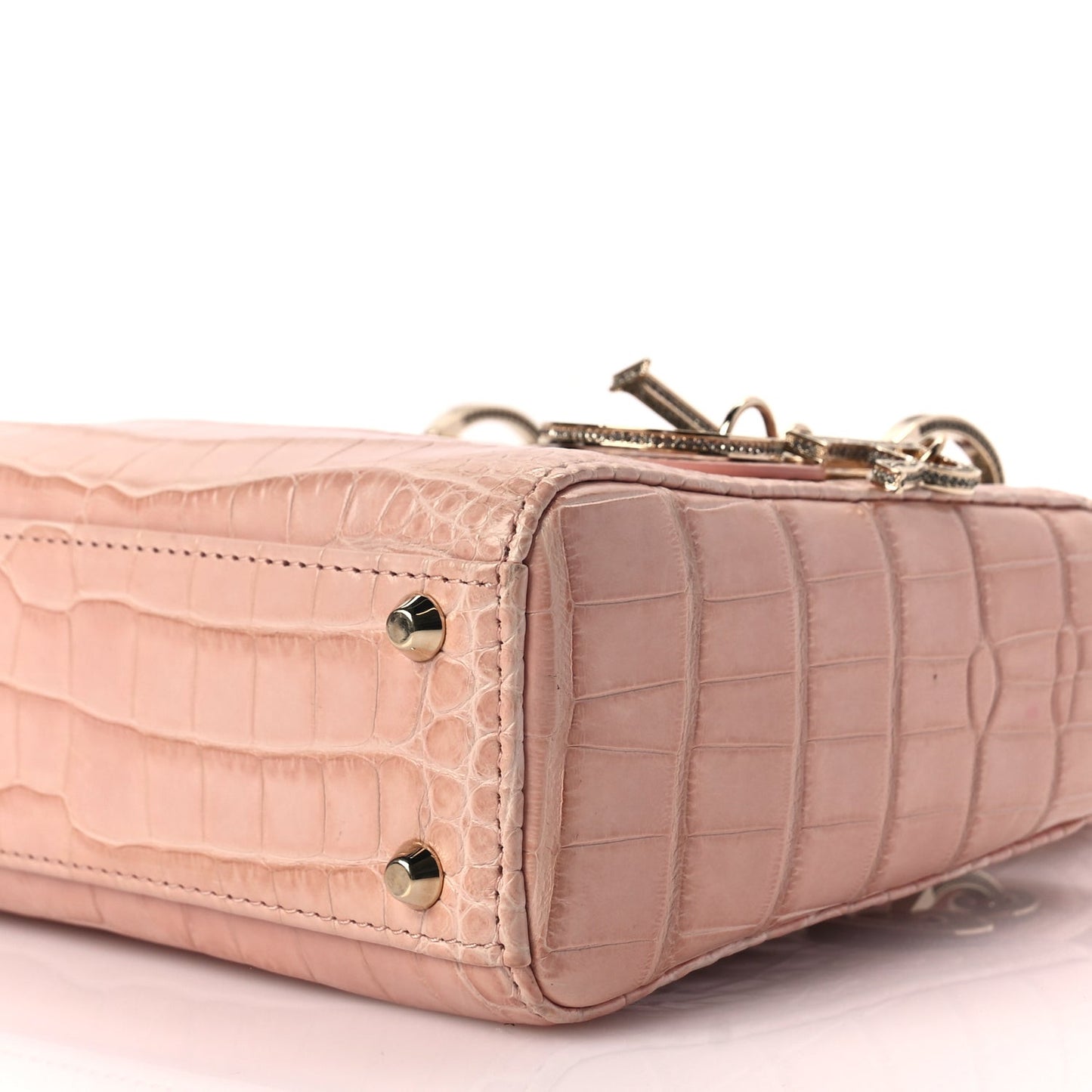Alligator Crystal Mini Lady Dior Light Pink