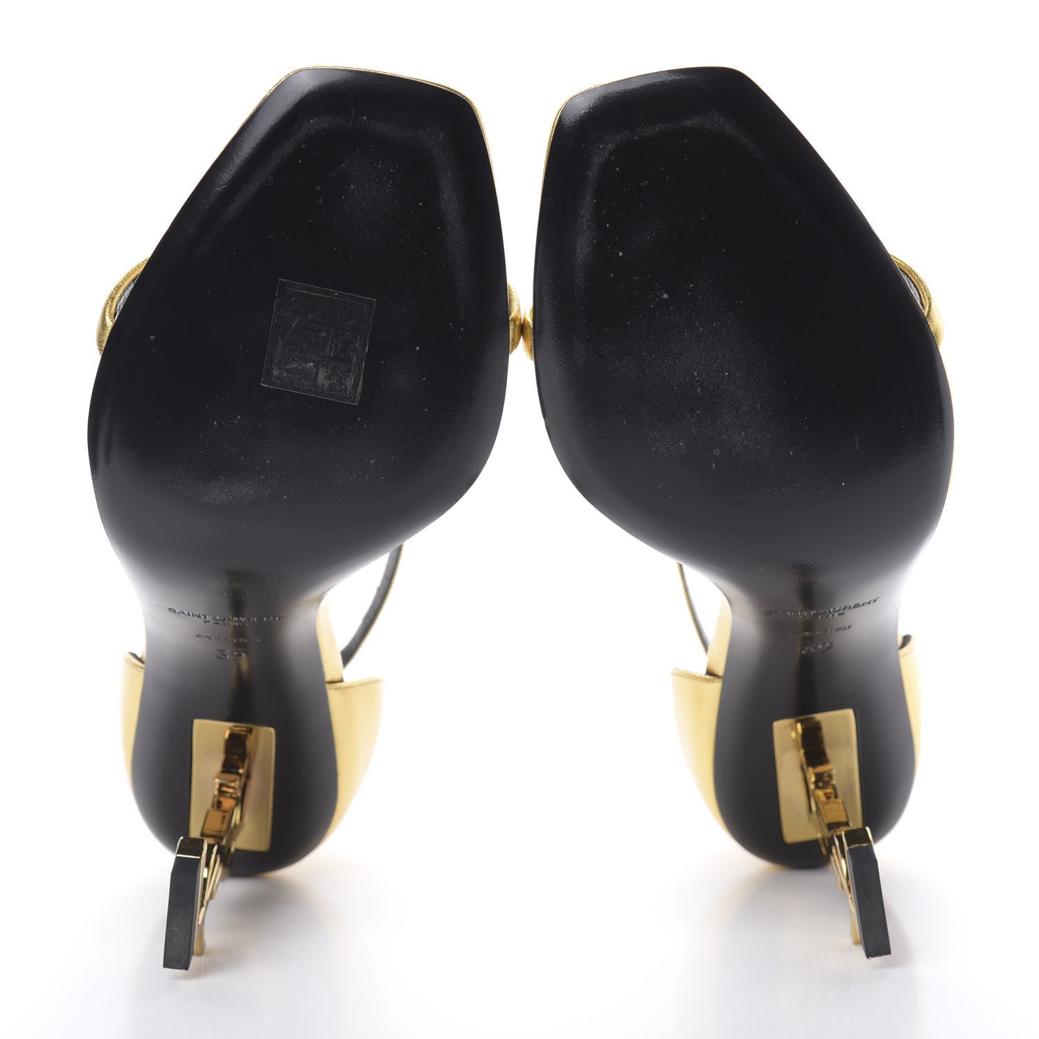 Saint Laurent Calfskin Opyum Sandals 39 Oro 6 of 12