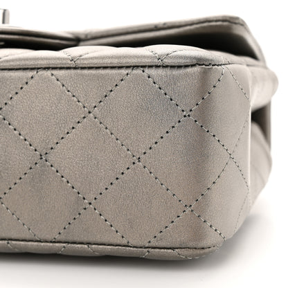 Chanel Metallic Lambskin Quilted Mini Rectangular Flap Dark Grey 10 of 12
