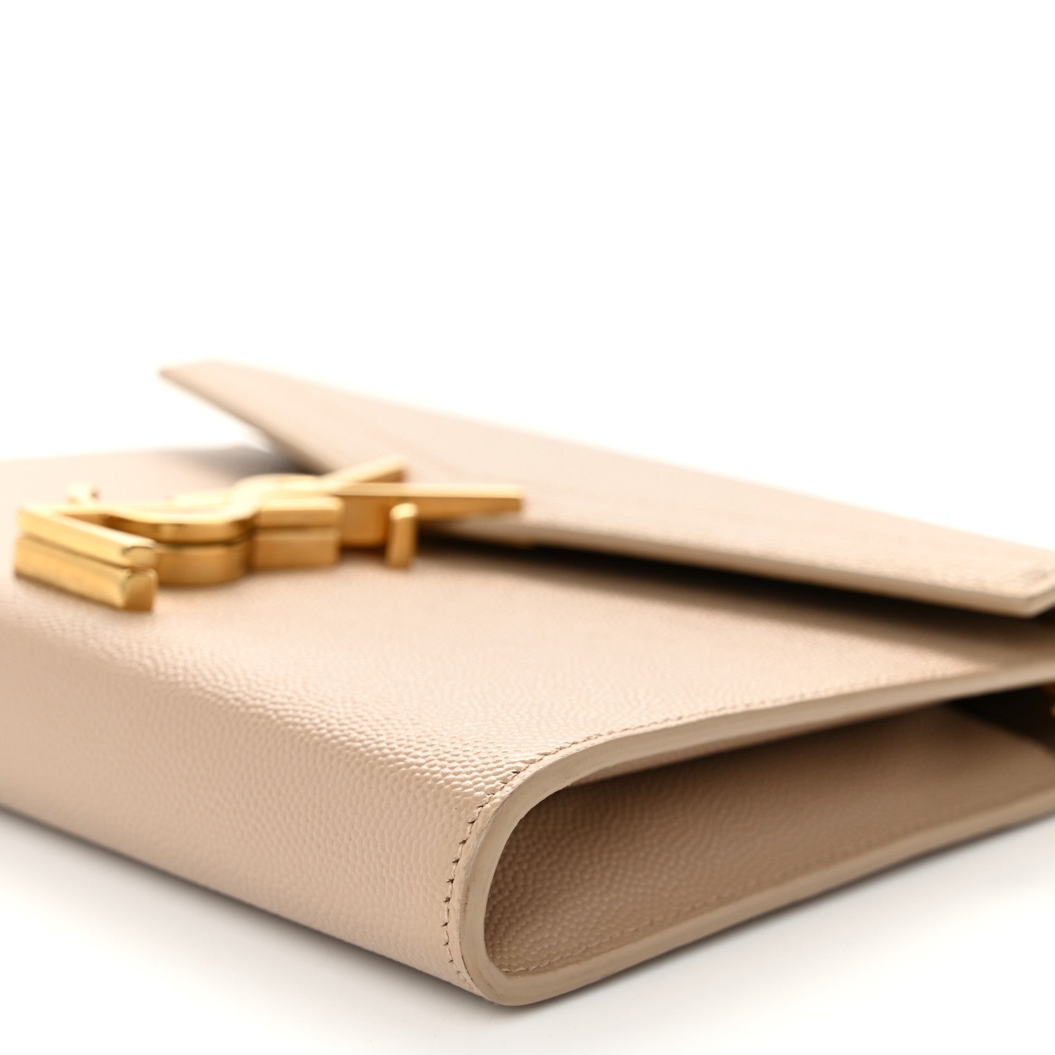 Saint Laurent Grain De Poudre Monogram Cassandra Chain Wallet Dark Beige 8 of 12