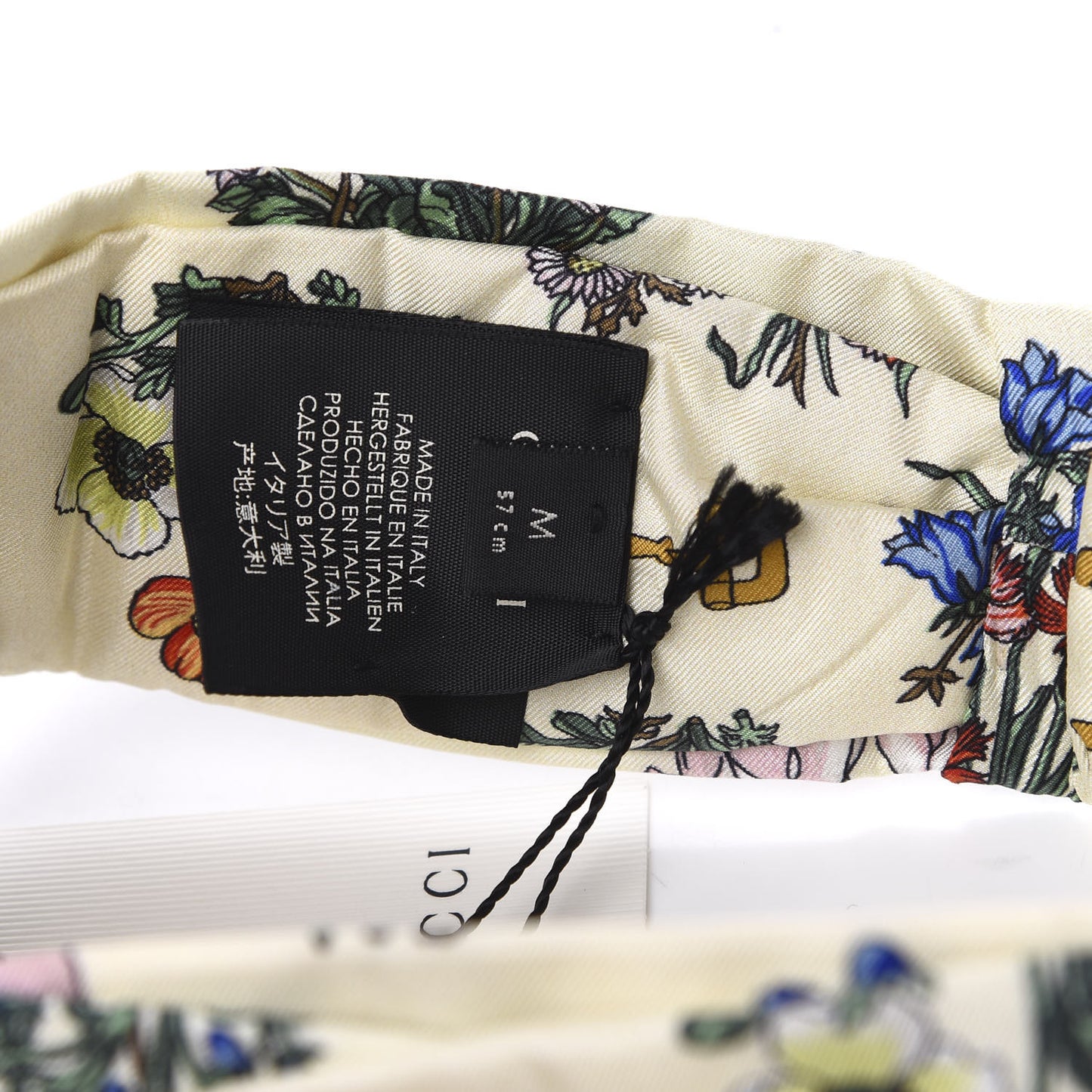 Silk Floral Stirrup Print Headband M Natural