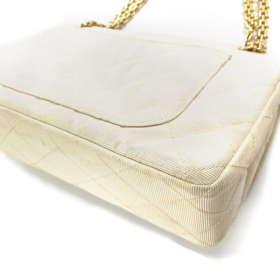 Fabric Quilted Double Flap Beige