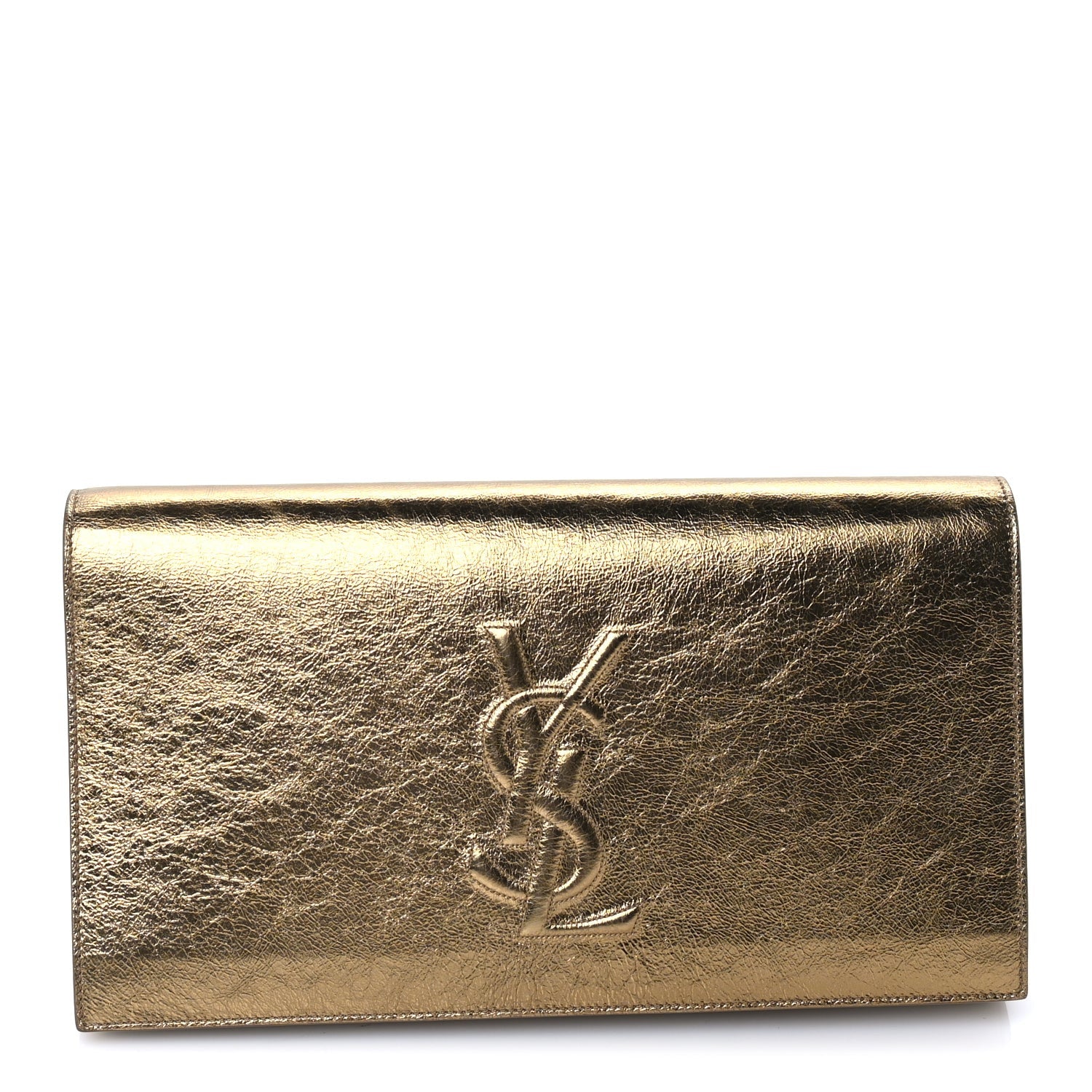 Saint Laurent Metallic Calfskin Monogram Large Belle De Jour Clutch Gold 1 of 7