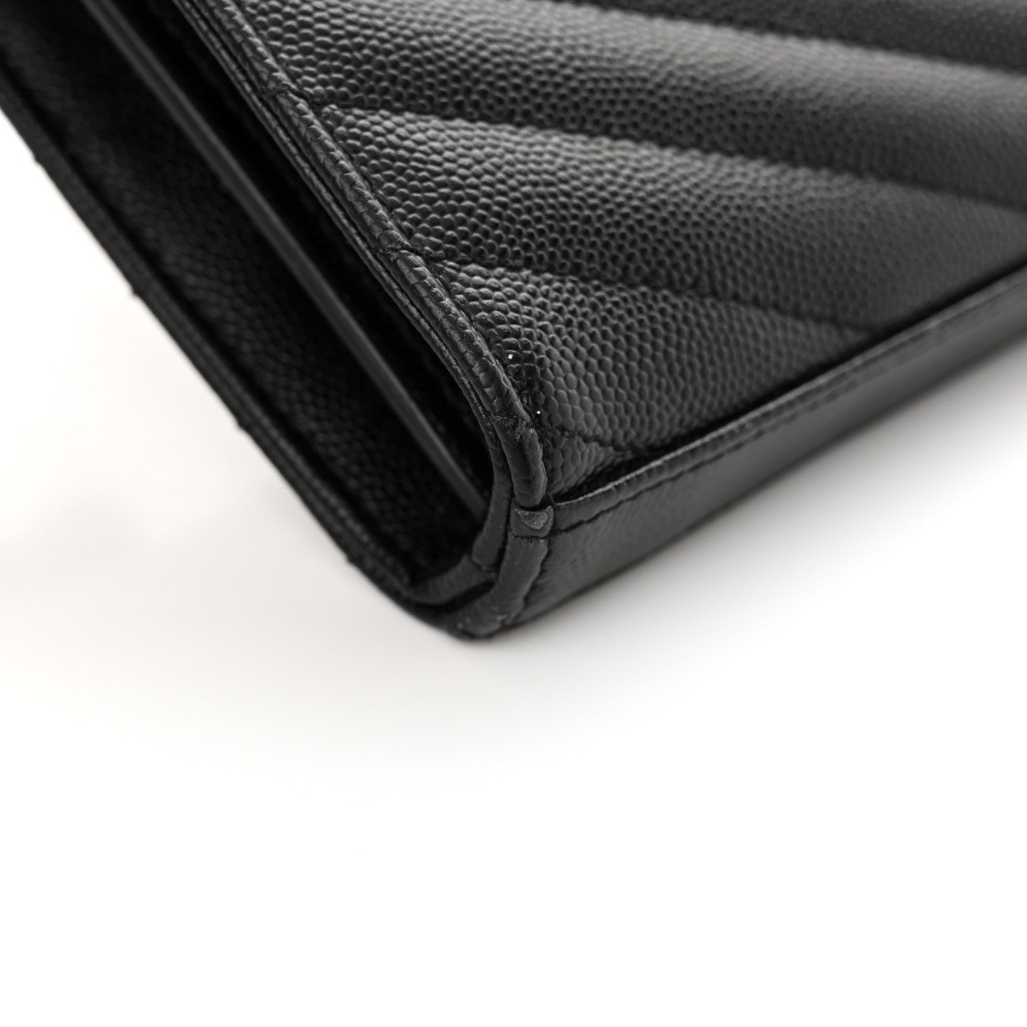 Saint Laurent Grain De Poudre Matelasse Chevron Monogram Chain Wallet Black 13 of 14