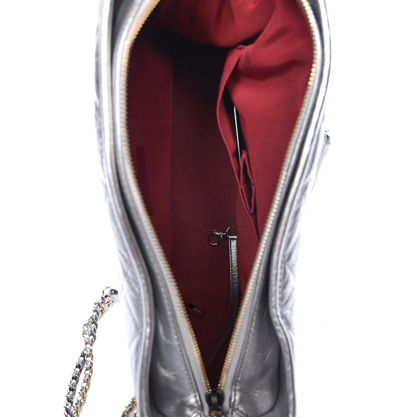 Metallic Lambskin Calfskin Quilted Medium Gabrielle Hobo Silver