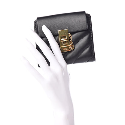 Chloe Lambskin Quilted Drew Square Wallet Black 2 of 9