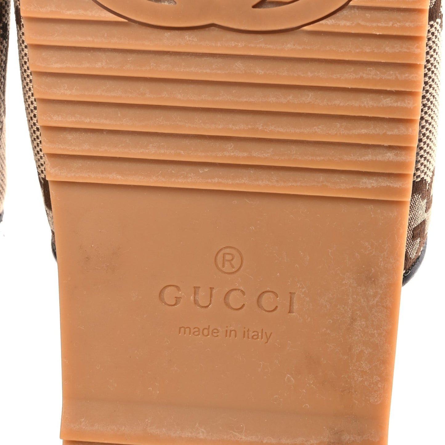 Monogram Jumbo GG Mens Slide Sandals 40 Camel Ebony