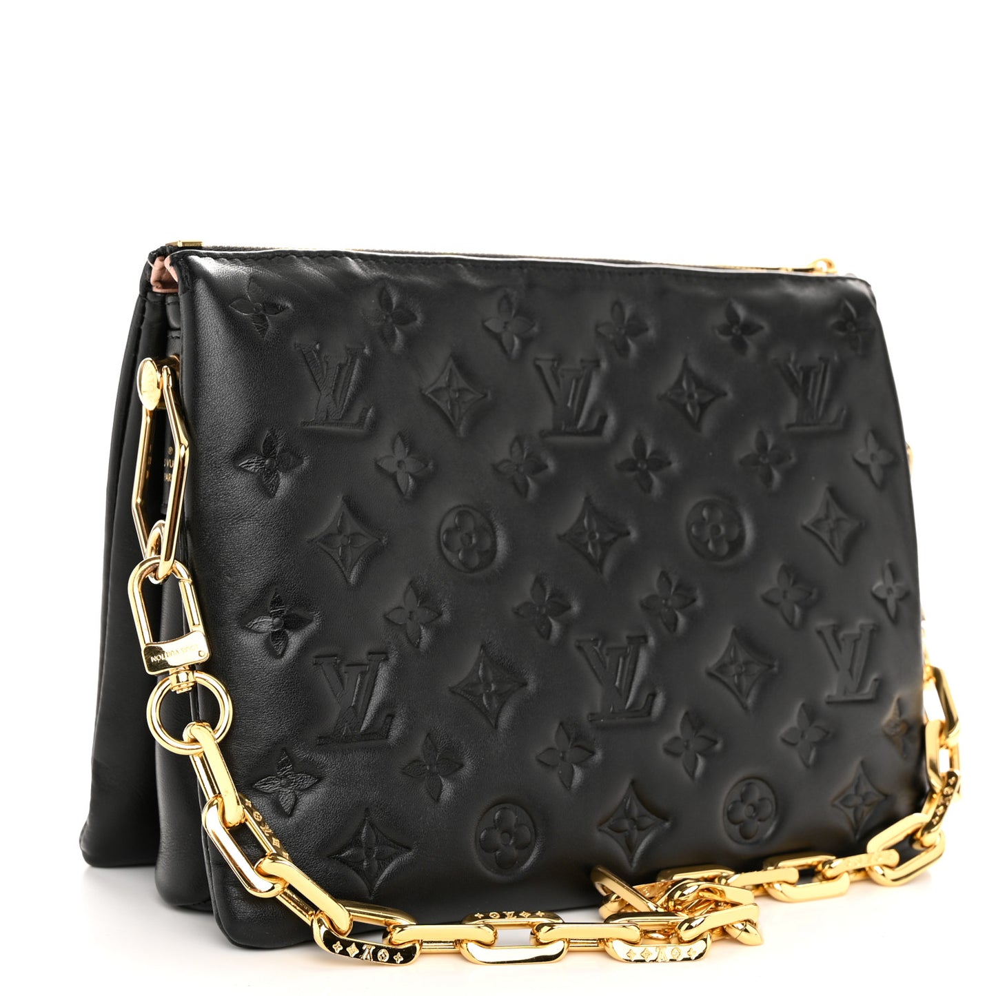 Lambskin Embossed Monogram Coussin PM Black