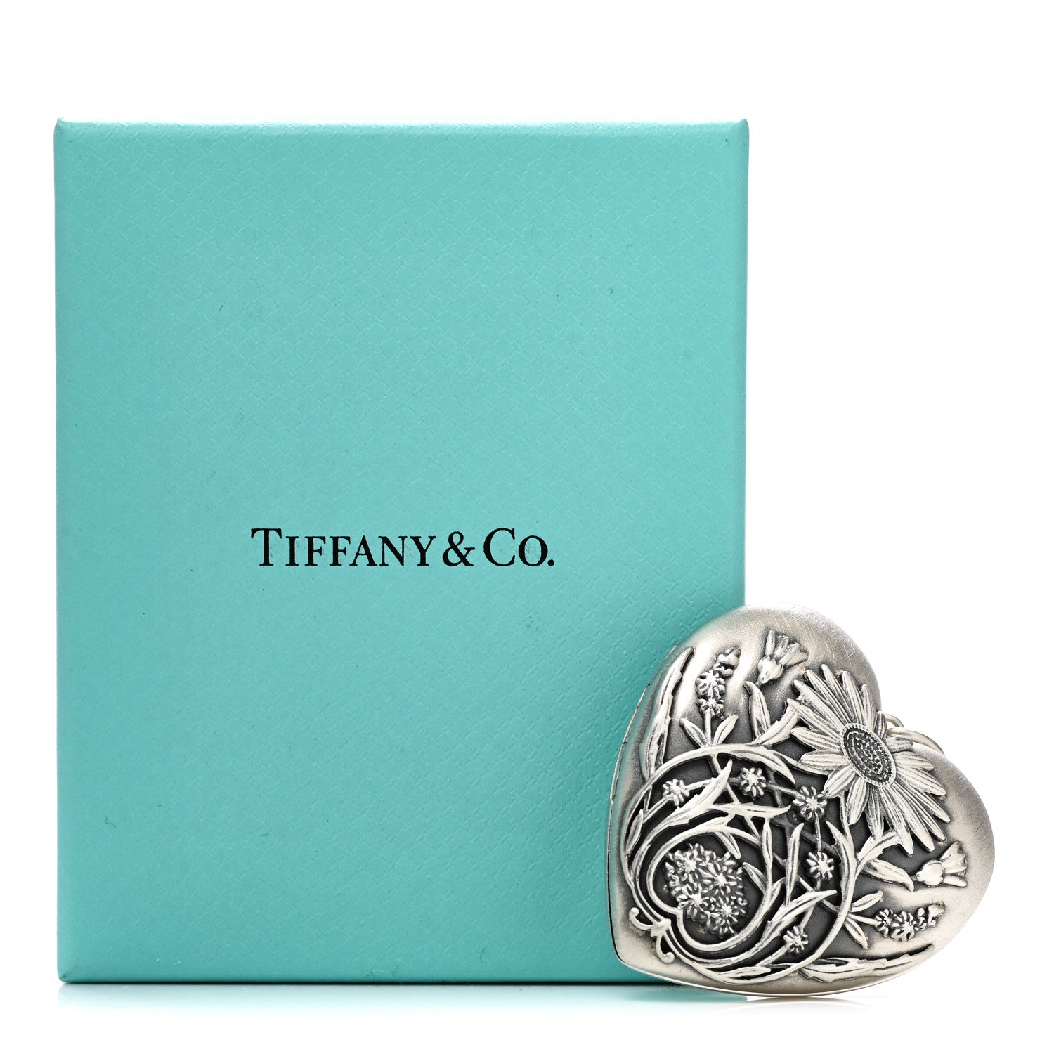 Tiffany Sterling Silver Large Ziegfeld Daisy Heart Locket Pendant 6 of 6