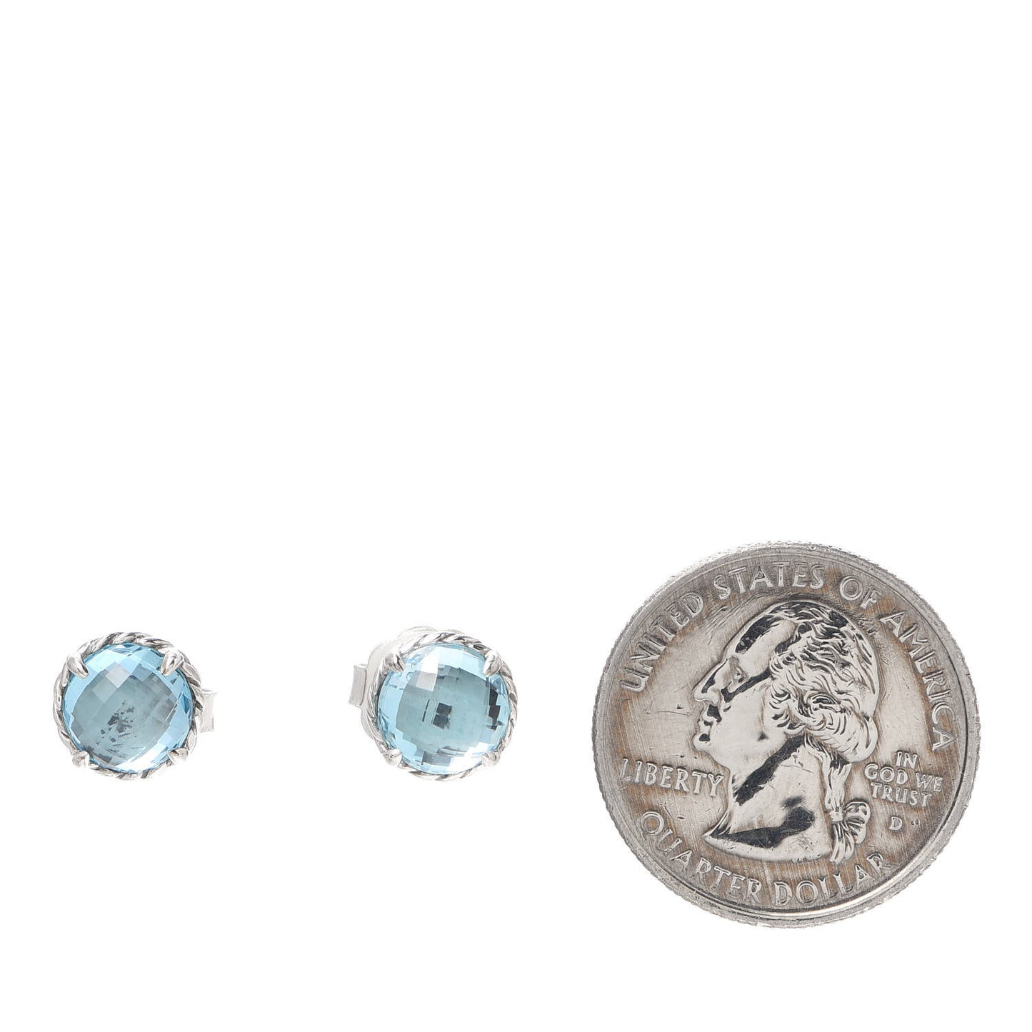 Sterling Silver Blue Topaz 8mm Chatelaine Earrings