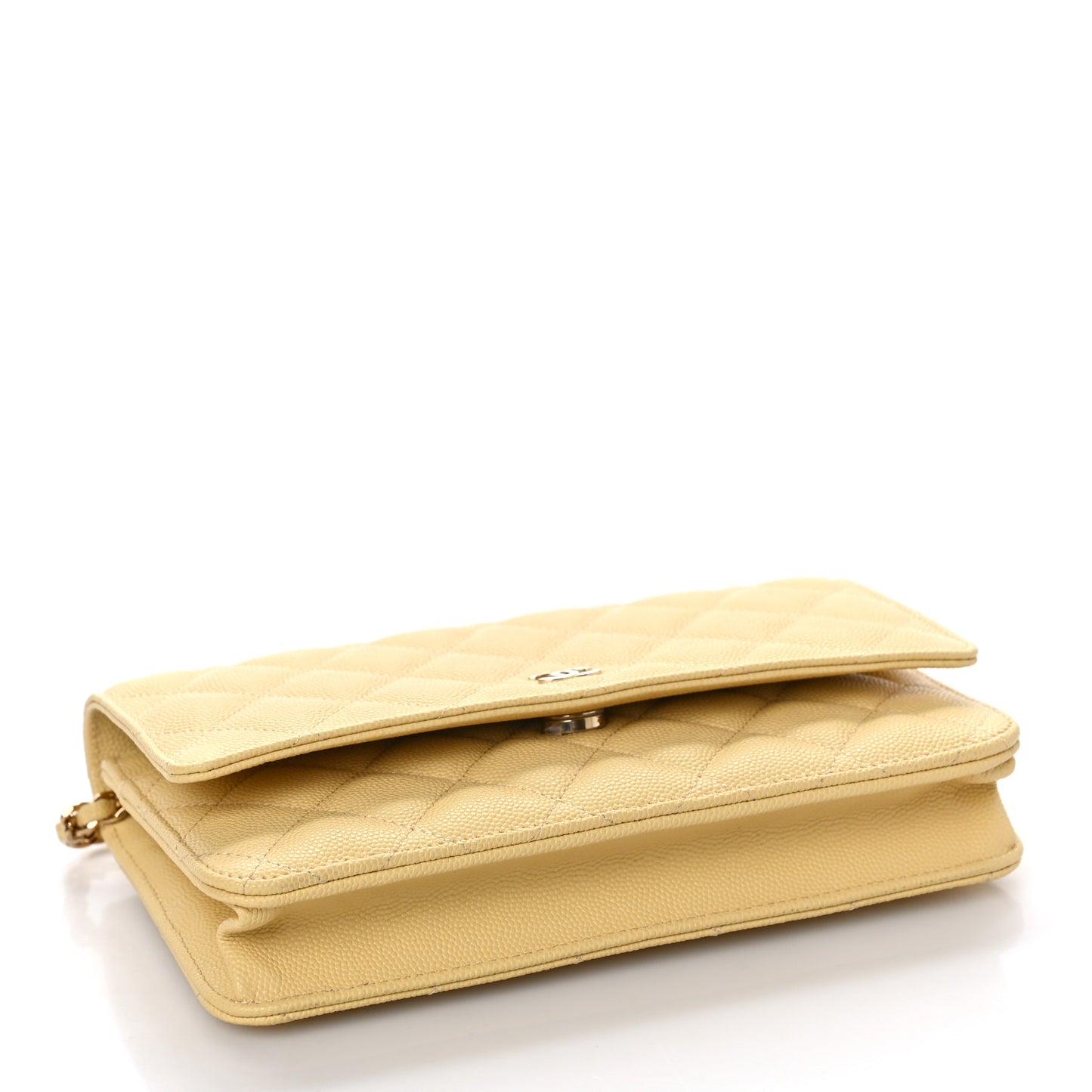 Caviar Quilted Wallet on Chain WOC Yellow