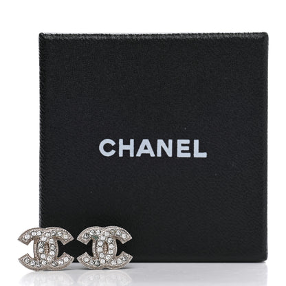 Chanel Crystal CC Earrings Silver 6 of 6