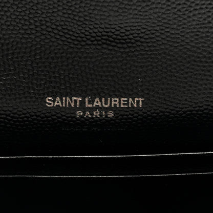 Saint Laurent Grain De Poudre Matelasse Chevron Small Monochrome Monogram Envelope Wallet Black 6 of 6