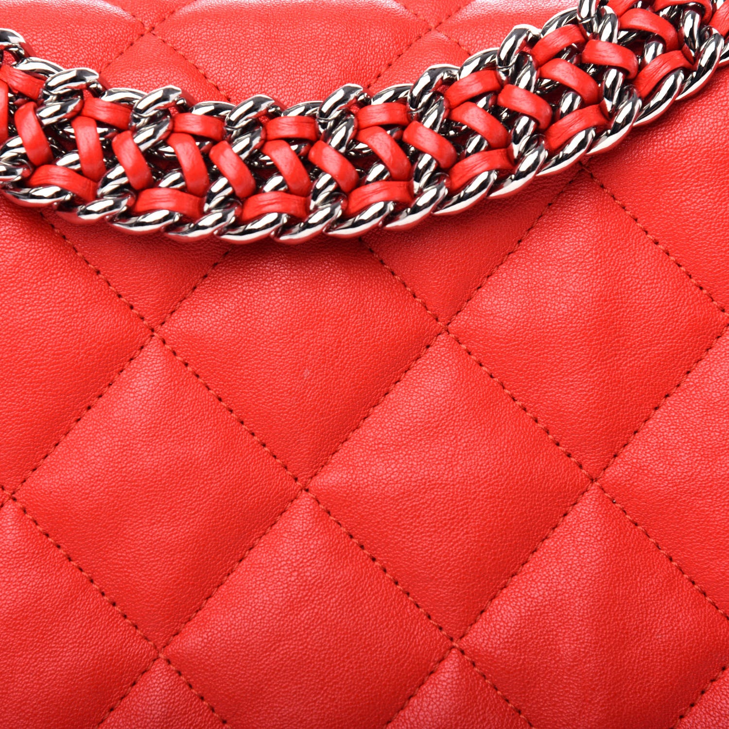 Chanel Washed Lambskin Quilted Maxi Chain Around Flap Red 11 of 11
