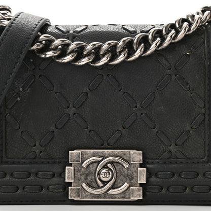 Chanel Caviar Stitched Small Boy Flap Dark Blue 8 of 10