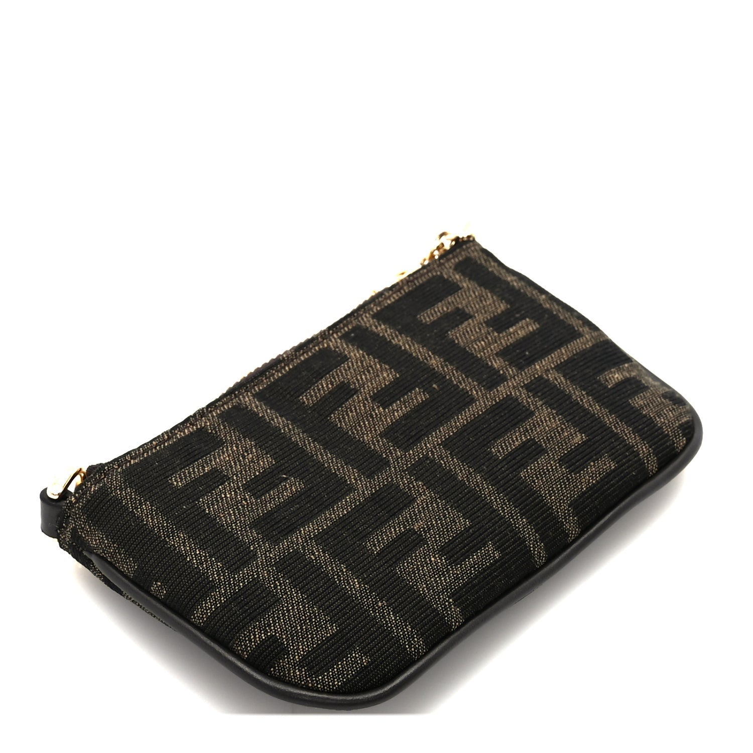 Fendi Fabric Jacquard Mini Flat Pouch  Tobacco Brown Real Ebony 8 of 8