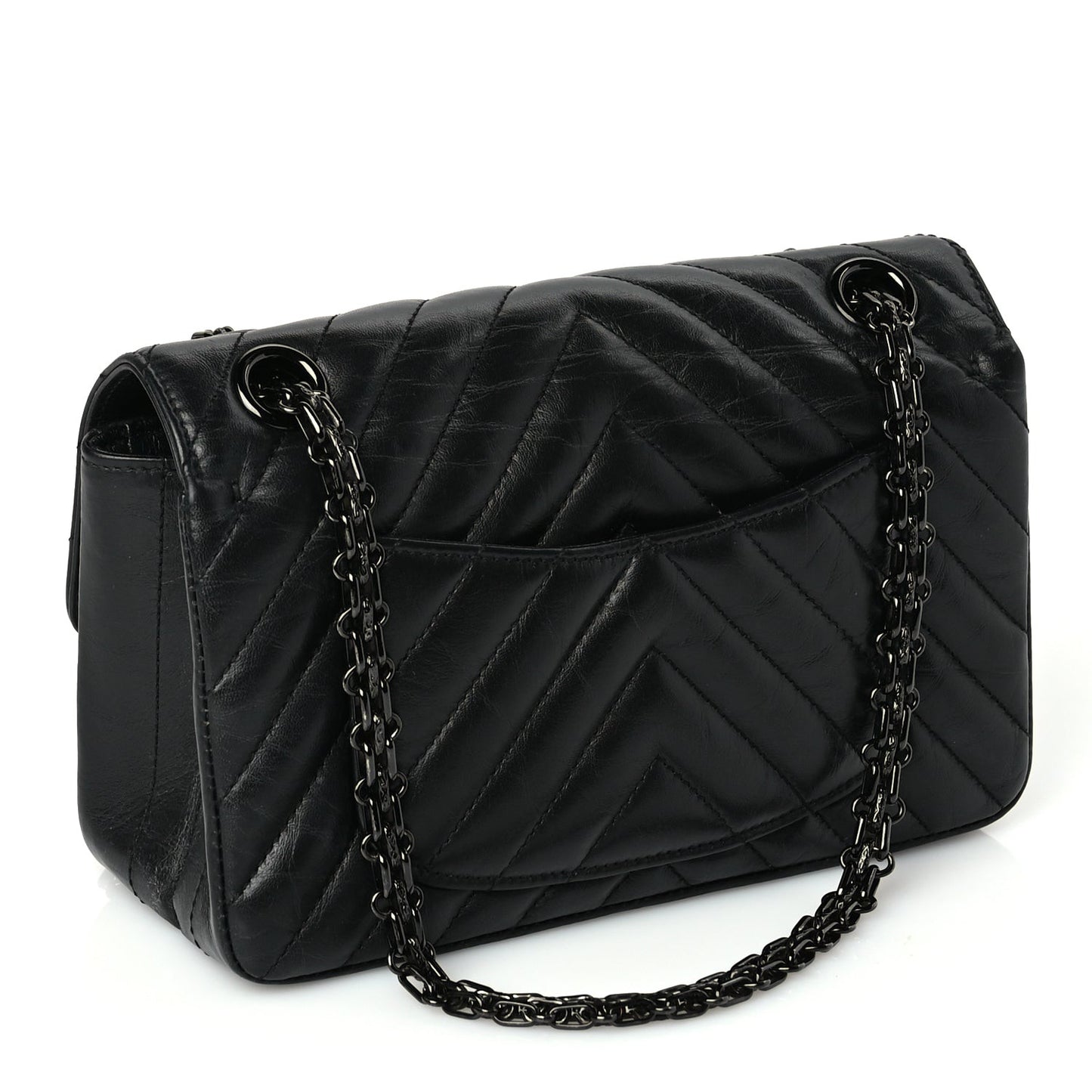 Aged Calfskin Quilted 2.55 Reissue Mini Flap So Black