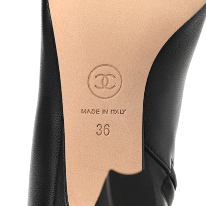 Chanel Lambskin Grosgrain Cap Toe Short Ankle Boots 36 Black 6 of 9