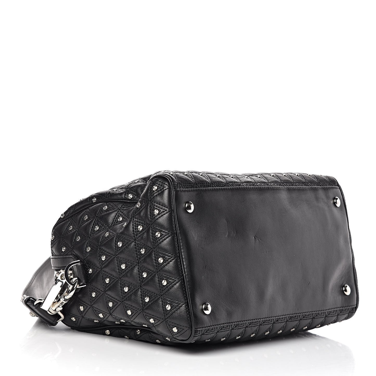 Nappa Trapuntata Triangle Quilted Studded Duffle Black