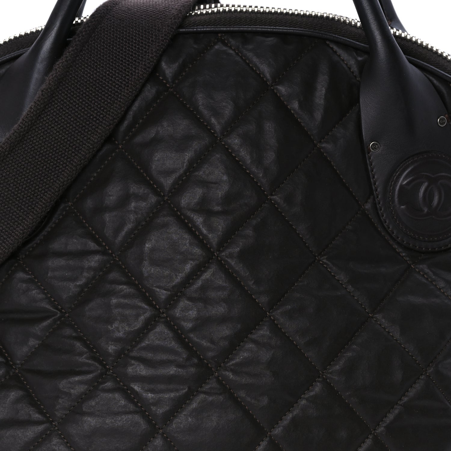 Chanel Coated Canvas Quilted Large Garment Travel Bag Brown 7 of 9