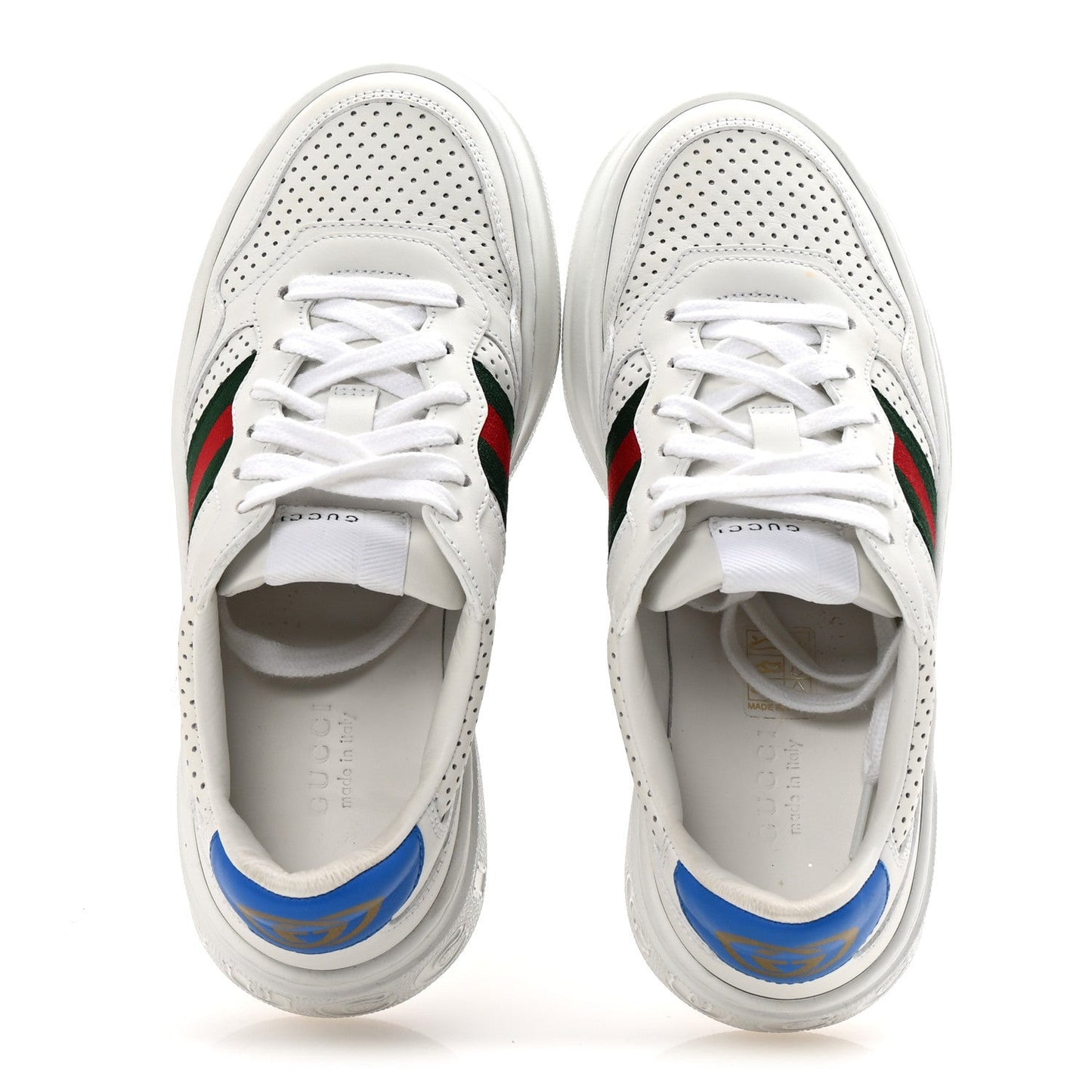 Calfskin Web Perforated Womens Platform 55mm Sneakers 36 White Bright Splash