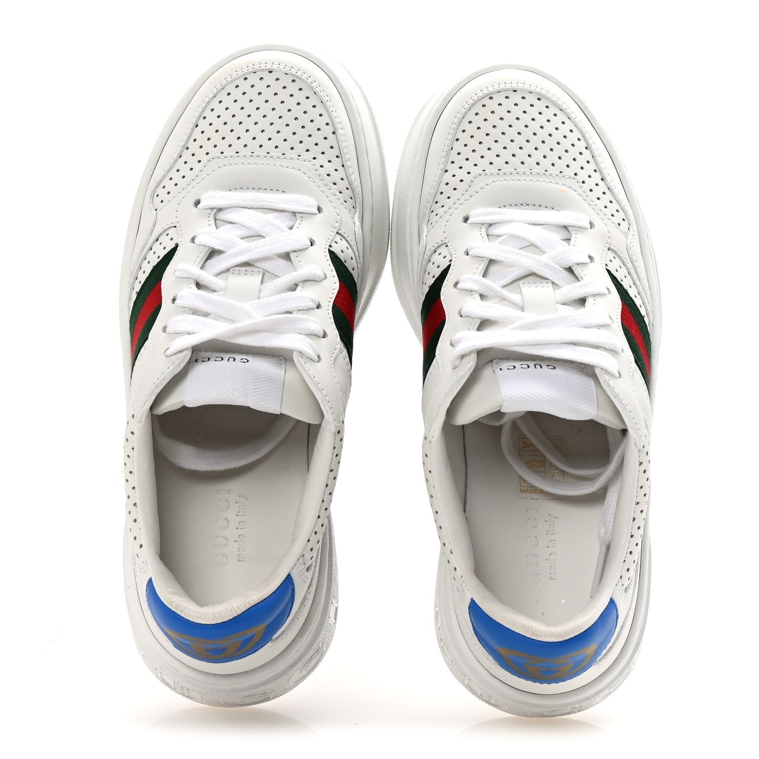 Gucci Calfskin Web Perforated Womens Platform 55mm Sneakers 36 White Bright Splash 2 of 7