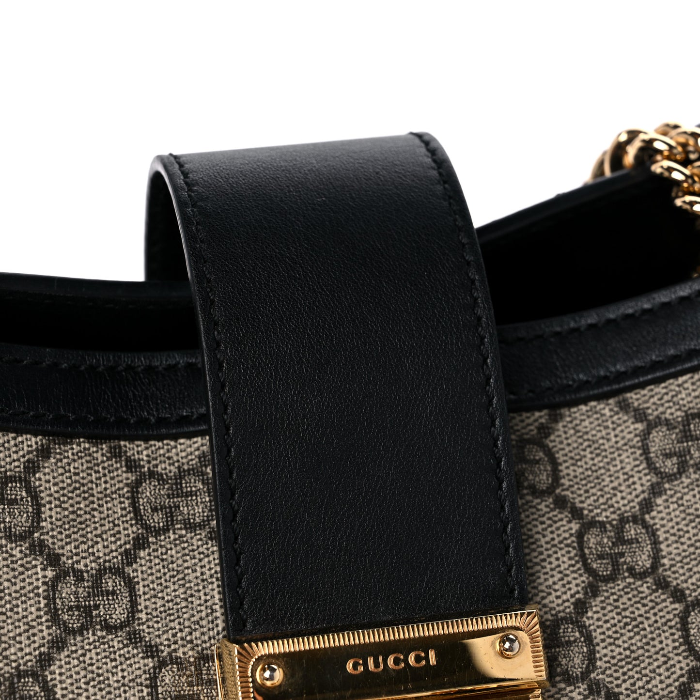 GG Supreme Monogram Medium Padlock Tote Black