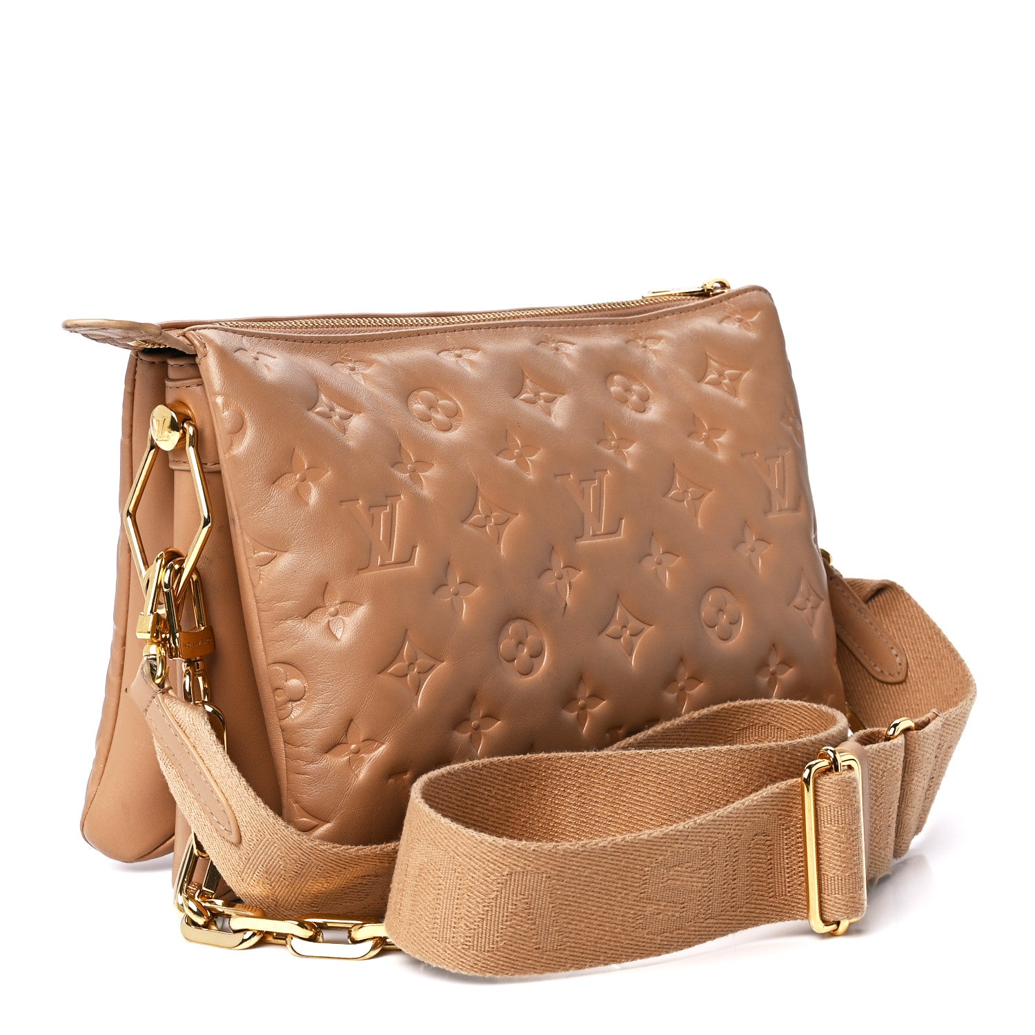 Louis Vuitton Lambskin Embossed Monogram Coussin PM Camel 3 of 11