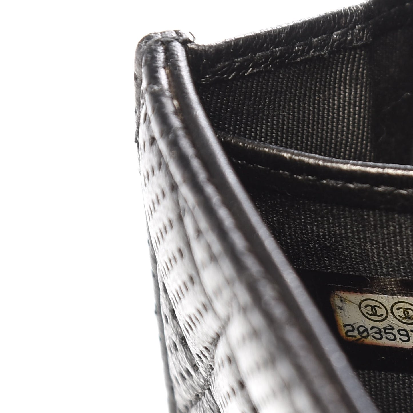 Perforated Lambskin Quilted Large Gusset Flap Wallet Black