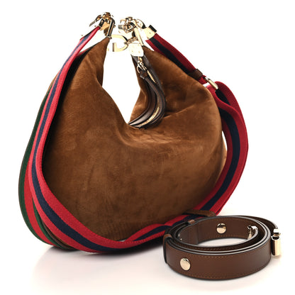 Gucci Suede Web Large Attache Shoulder Bag Brown 3 of 11