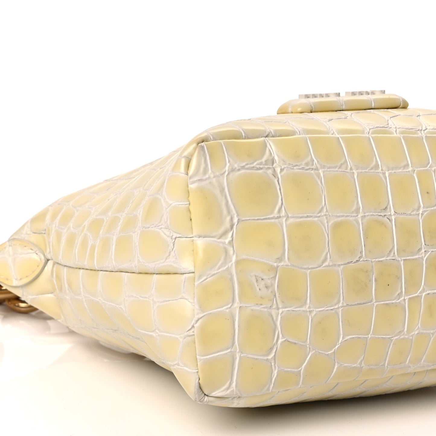 Calfskin Crocodile Embossed St Cocco Spirit Bag White