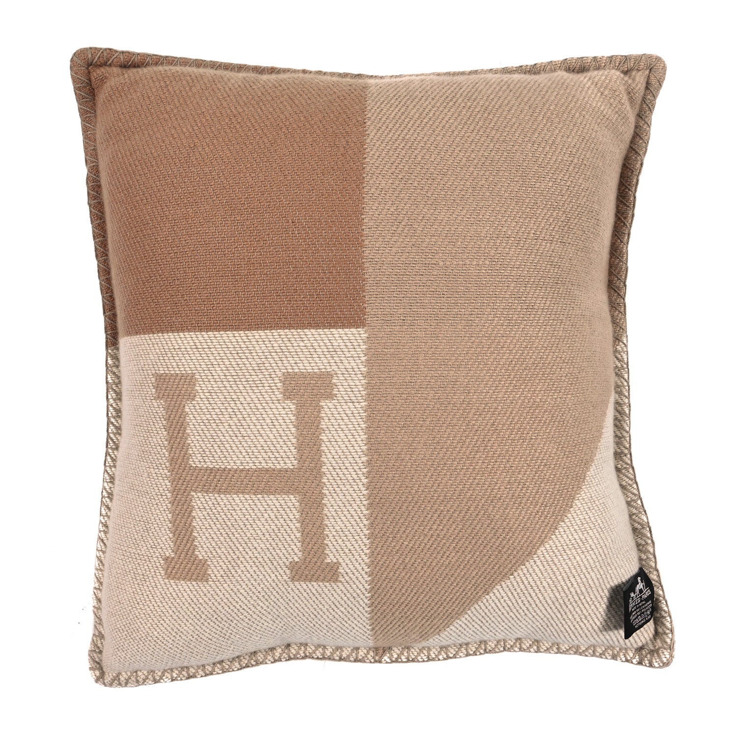 Hermes Cashmere H Drapeau Pillow Beige 2 of 3