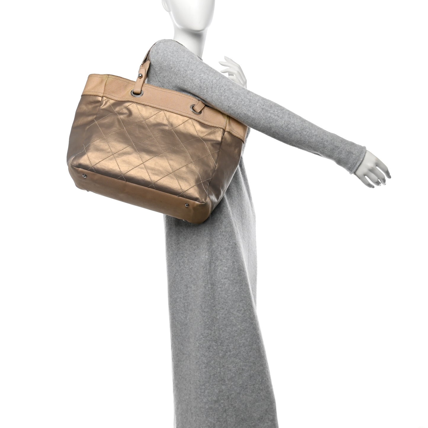Metallic Coated Canvas Large Paris Biarritz Tote Gold