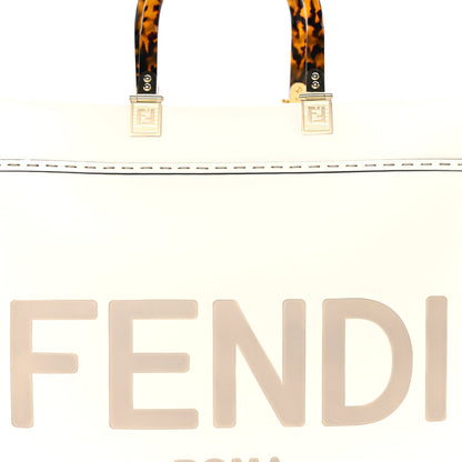 Fendi Vitello King Plexiglass Medium  Sunshine Shopper Tote White Ice 6 of 7
