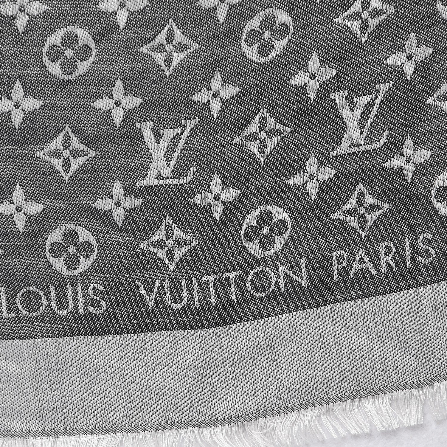 Louis Vuitton Silk Wool Monogram Denim Shawl Black 4 of 6