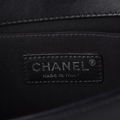 Chanel Calfskin Chevron Quilted Medium Chain Boy Flap Black 6 of 7