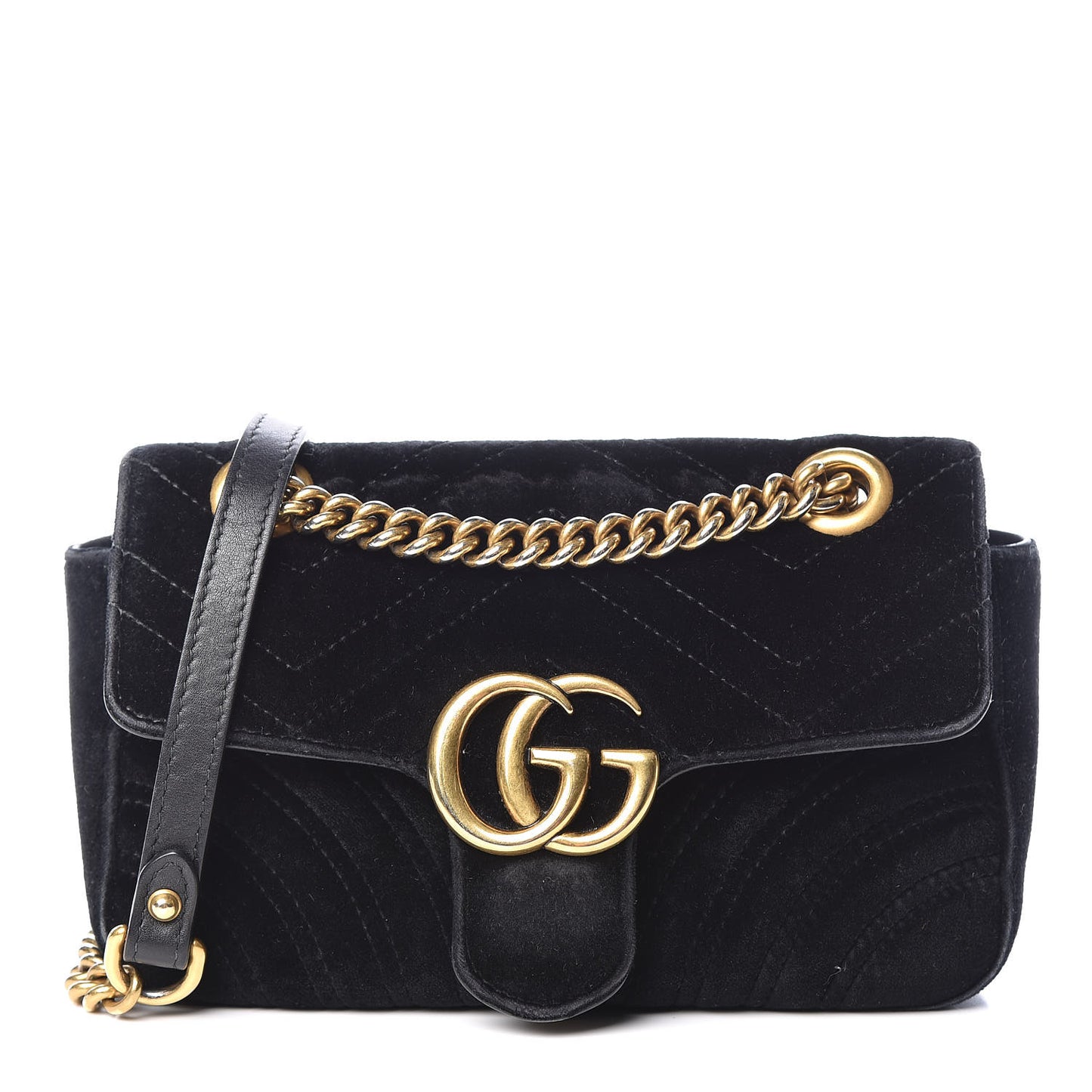 Velvet Matelasse Mini GG Marmont Shoulder Bag Black