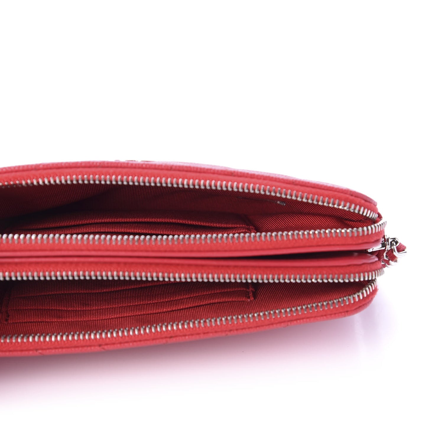 Caviar Chevron Quilted Small Clutch With Chain Light Red