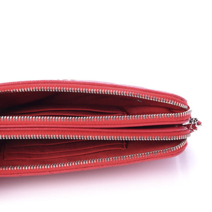 Chanel Caviar Chevron Quilted Small Clutch With Chain Light Red 5 of 11