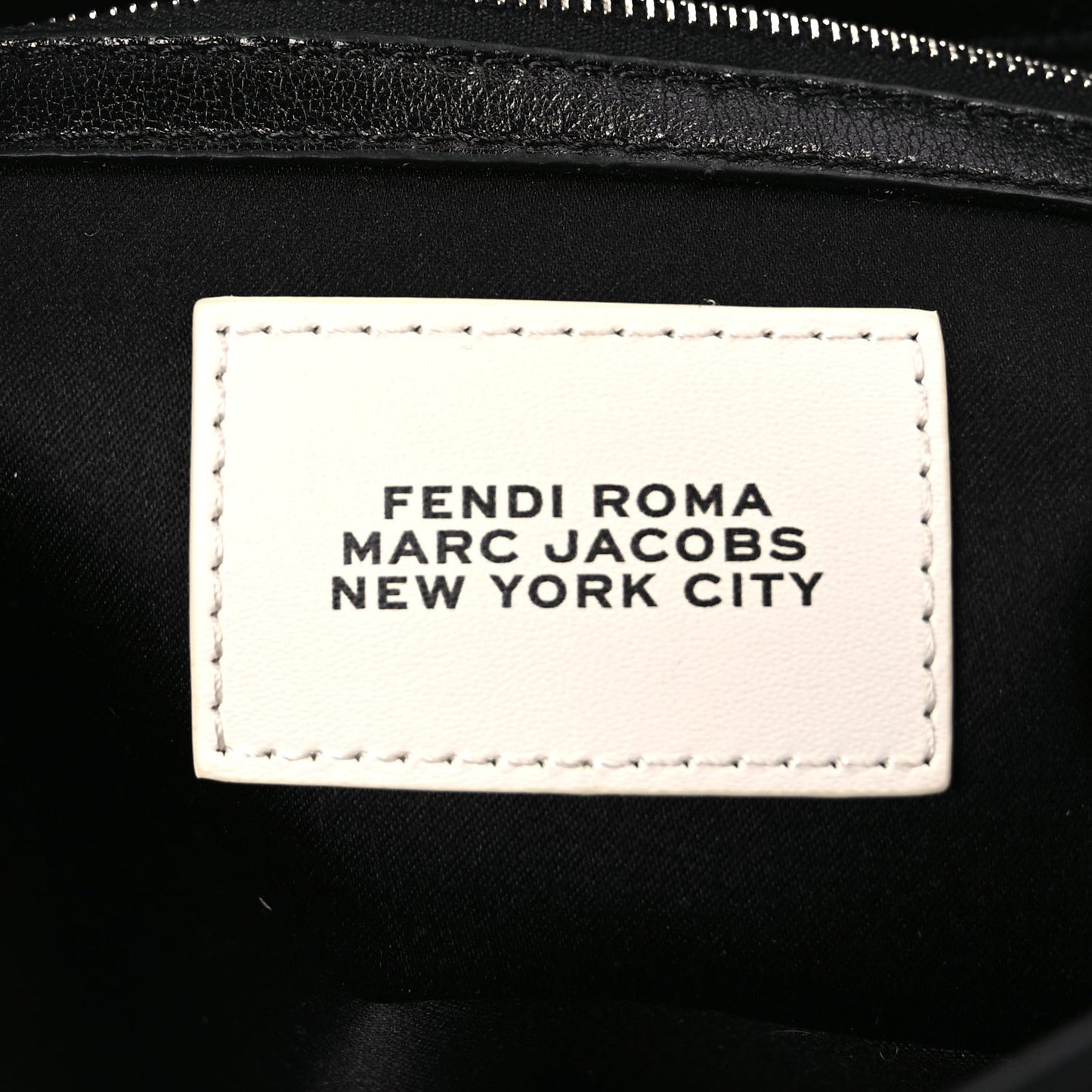FENDI X MARC JACOBS Nappa Logo Medium Baguette Black
