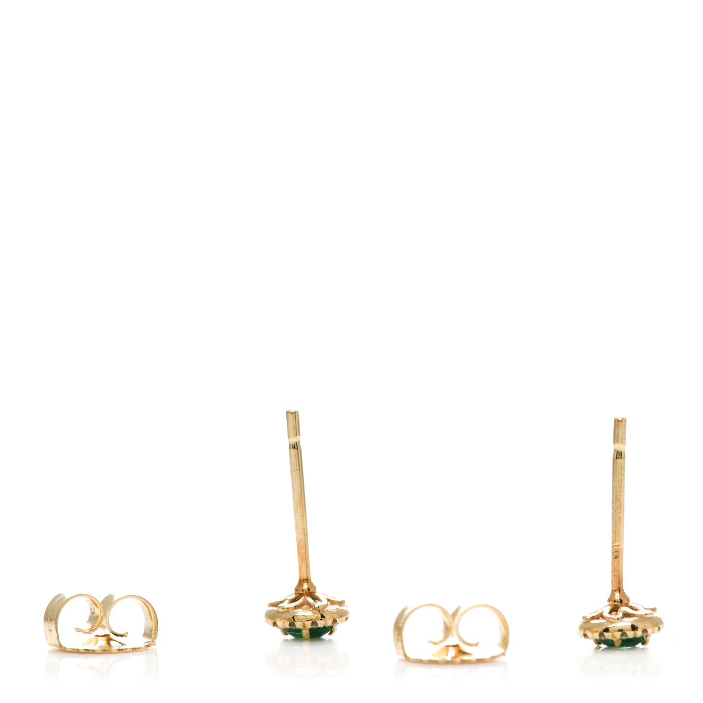 18K Yellow Gold Diamond Emerald Stud Earrings