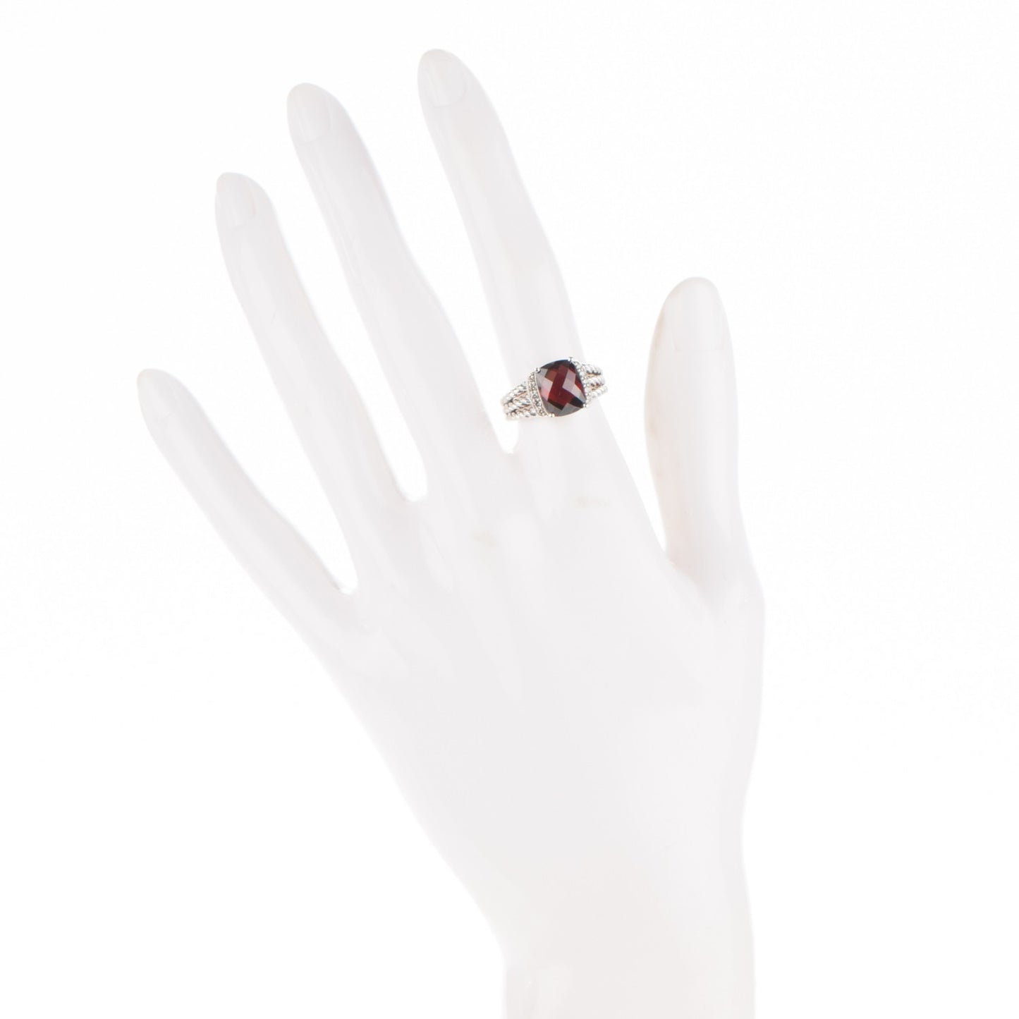 Sterling Silver Diamond Garnet 10mm Petite Wheaton Ring 51 5.75