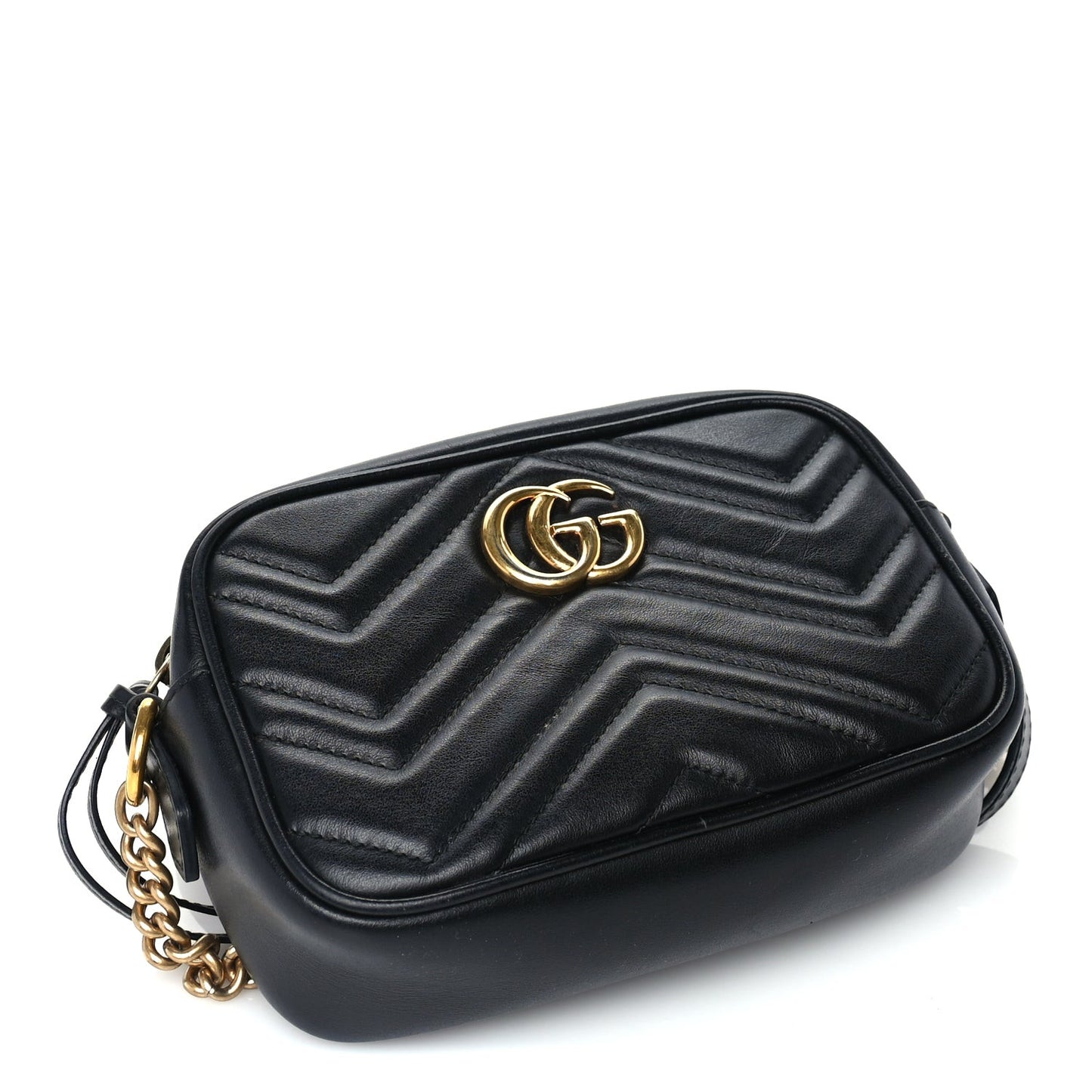 Calfskin Matelasse Mini GG Marmont Chain Shoulder Bag Black